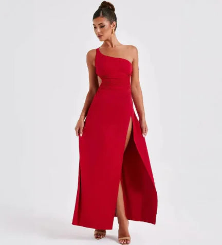 Lace-up Backless Slit Maxi Dress